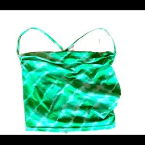 Shein silky green crop top with the ties in the back open back. Small